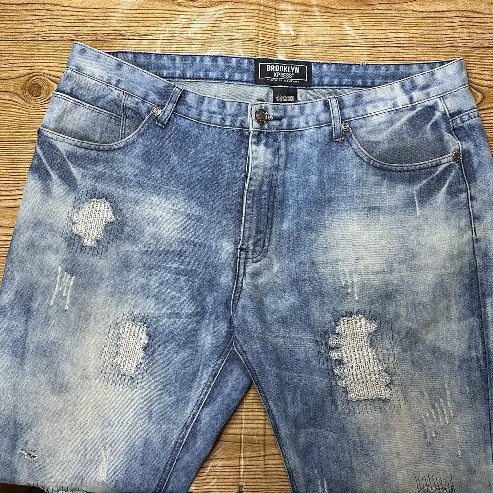 Brooklyn Xpress Distressed Denim Jeans Men’s‎ 40x32 (28”) Streetwear Denim